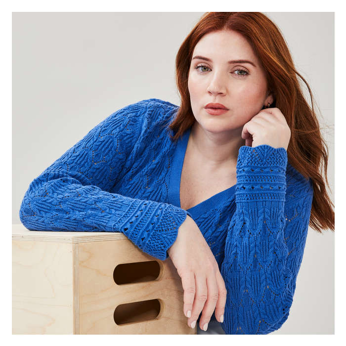 Women+ Crochet Cardigan - Bright Blue